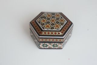 Persian Art Khatam Wood Hand Made Jewelry Box Or Ring Box.  I Made By Myself.