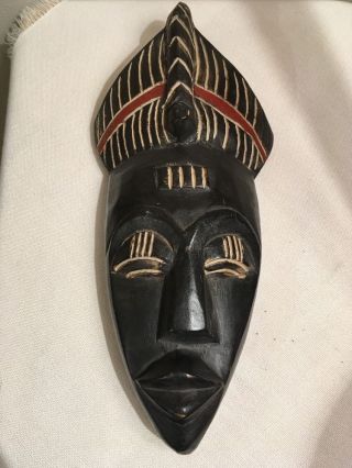 14 1/2 " X 7 " Hand Carved Tribal Mask From Ghana,  Africa.