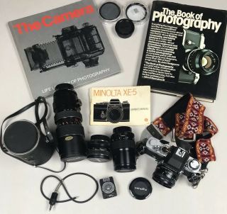 Vintage Minolta Xe - 5 35mm Slr Film Camera Md Rokkor - X 1: 1.  7 F=50mm & More