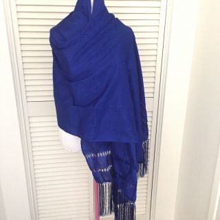 Mexican Shawl (rebozo) Royal Blue (azul Rey),  Silk Texture,  Wrap,  Scarf,  Runner