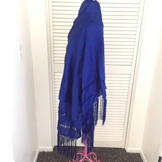 Mexican Shawl (rebozo) Royal Blue (Azul Rey),  Silk Texture,  Wrap,  Scarf,  Runner 2