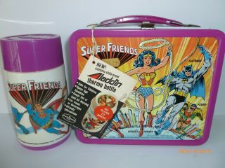 1976 Vintage Friends - Dc Comics Metal Lunch Box And Thermos - Superman