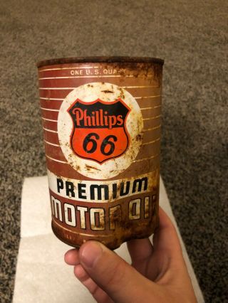 Vintage Phillips 66 Premium Motor Oil Quart Tin Can