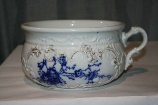 Antique Grindley Flow Blue Chamber Pot " La Belle "