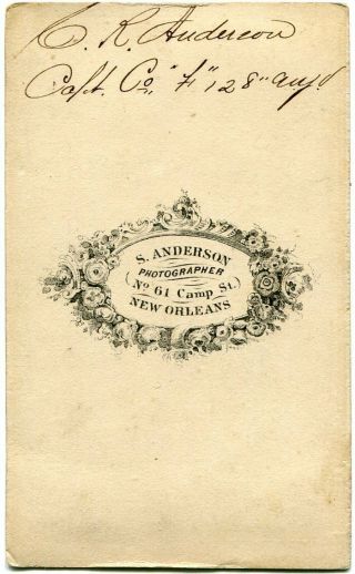 Captain Charles Anderson 128th York 1860s Orleans Civil War CDV Photo 2