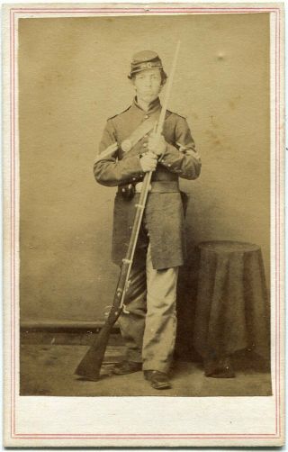 Corporal Washington J.  Monfort 128th York 1860s Armed Civil War Cdv Photo