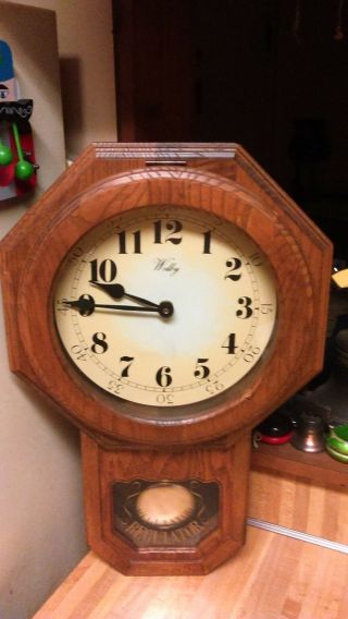 Rare Vintage Welby Wooden Wall Clock,  Glass Door,  Pendulum,  Great,  Vg