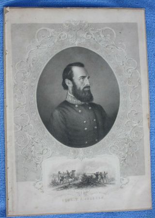 Civil War General Stonewall Jackson Mortally Wounded Engraving