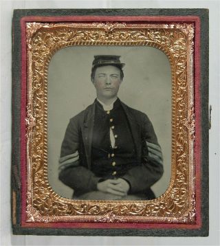 1860s Civil War Soldier Ambrotype Photograph - First Sergeant In Fine