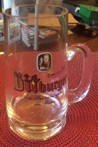 Vintage Beer Glass Mug Bitburger Bitte Ein Bit Germany.  03l Rastal