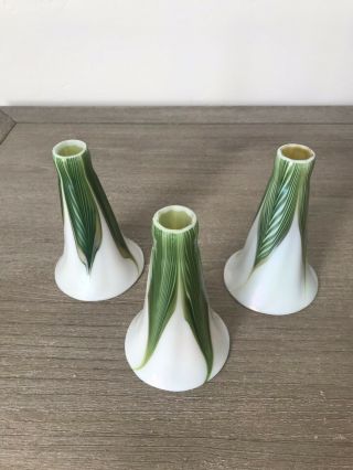 3 Matching Lundberg Studios Art Glass Magnolia Lily Lamp Shades - Signed 2005
