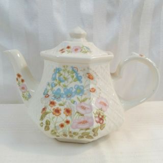 Vintage Teapot Sadler England Floral Basket Weave Ceramic Tea Pot