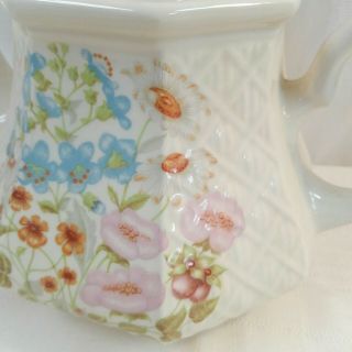 Vintage Teapot Sadler England Floral Basket Weave Ceramic Tea Pot 2
