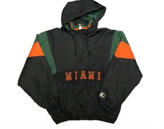 Miami Hurricanes Vintage Starter 90s Pullovers Jacket Size Men 