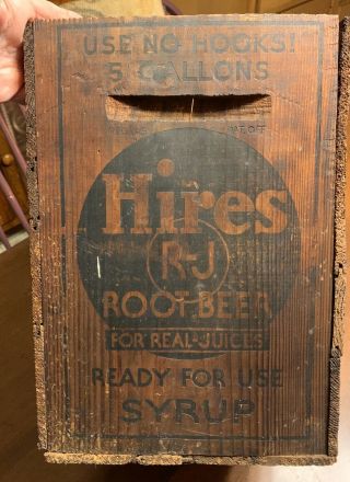 Antique Vintage Hires Root Beer Wooden Crate - Syrup - Wood Box