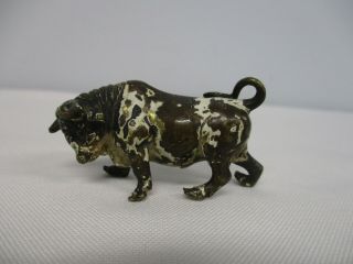 Antique Miniature Cold Painted Bronze Bull Figure 1 " High