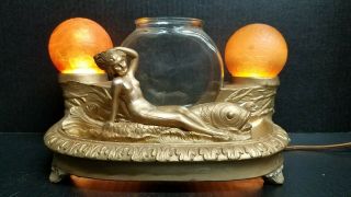 Vintage Frankart Art Nouveau Deco Nude Nymph Lamp W/fish Bowl