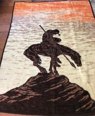 Biederlack Blanket End Of The Trail Native American Indian On Horse Usa