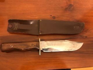 Vintage Wilkinson Sword Large Bowie Knife Made In England With Sheath