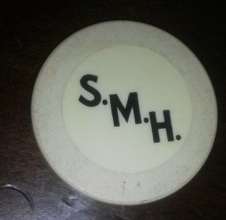 Old Vintage Smh (samuel Miles Hastings) Crest&seal Poker Chip Highland Park Il