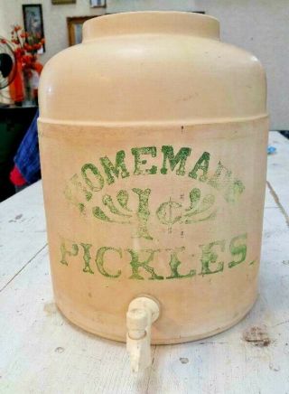 Vintage 1 Cent Pickles Water Crock Cooler Gallon Stoneware - Tv Friends Corona