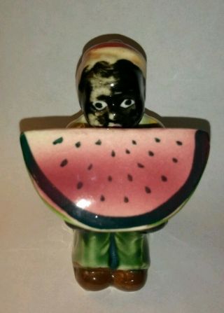 Vintage Black Americana Boy With Watermelon Salt & Pepper Shaker Set Japan