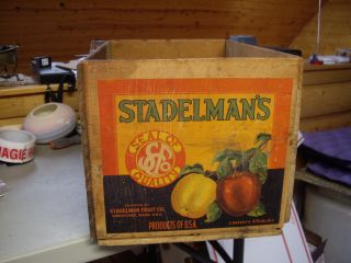 Vintage Wood Fruit Crate Box Stadelmans Apple Label Wenatchee.  Wash
