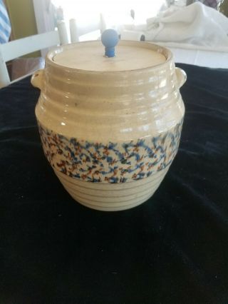 Vintage Red Wing Pottery Spongeware Cookie Jar