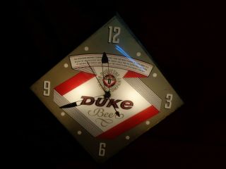 Vintage Duke Beer Wall Clock Made By Pam Clock Co
