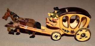 Vintage Lacquer Wear Hand Carved Horse And Coach Made In Japan
