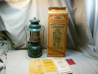 Vintage 1946 Coleman 242c Lantern & Paperwork Dated 6 - 6