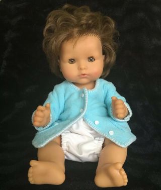 Vintage Gotz Puppe Baby Boy Doll Anatomically Correct Drink & Pee 16” Brown