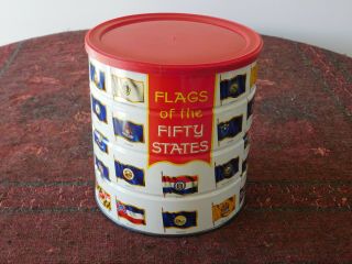 Vintage Hills Bros.  Flags of Fifty States Coffee Can. 3