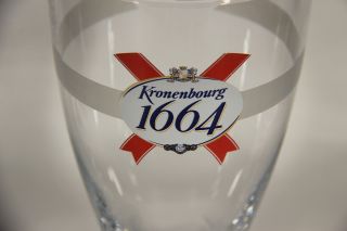 L009569 Beer Glass / Kronenbourg / France / Hopside Down Glass / Embossed Base