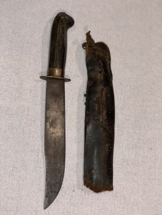Civil War Era 19th Century Bison Grip Bowie Knife W/sheath Extremely Rare