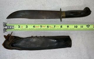CIVIL WAR ERA 19th Century Bison Grip BOWIE KNIFE W/Sheath Extremely Rare 2