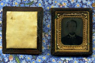 Southern Soldier? Union Or Confederate Tiny Sixteenth Plate Tintype In Tiny Case