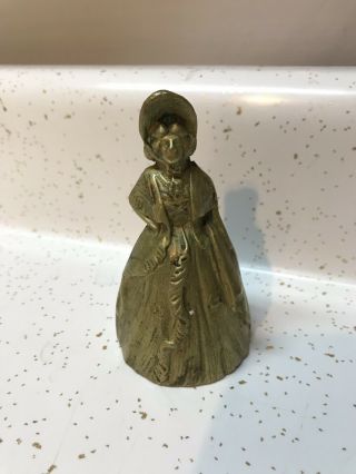 Vintage Ornate Figure Brass Bell Victorian Style Woman Lady In Dress Ring