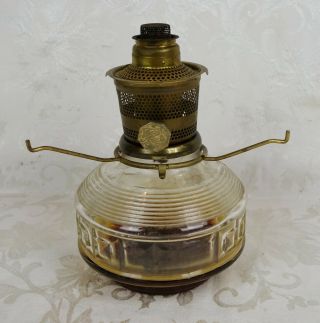 Vintage Aladdin 23 Brass Kerosene Oil Lamp Genie Square Pattern Glass Base