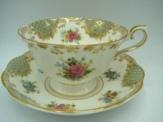 Authenic Empress Series By Royal Albert Teacup And Saucer Floral Gold Trim
