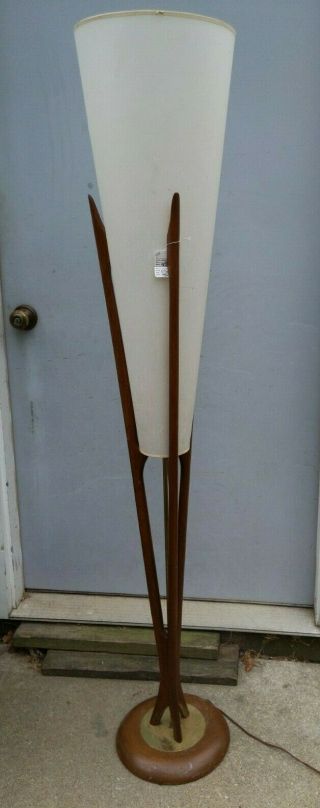 Modeline Mid - Century Modern Walnut Inverted Cone Floor Lamp