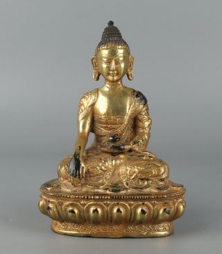 Chinese Exquisite Handmade Copper Gilt Buddha Statue