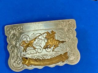 Vintage Rodeo Cowboy Lasso Award Trophy Nickel Silver Belt Buckle by Rockmount 2