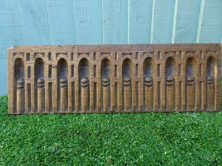 17thc Gothic Wooden Oak Carved Panel With Gothic Tracery Carvings C1680s