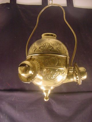 The Angle Lamp Co.  N.  Y.  - 3 Burner Hanging Kerosene Oil Lamp No Glass Polished