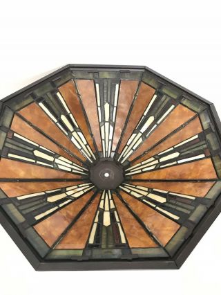 Dale Tiffany Lamp Shade Arts and Crafts Style Mission Mica Stained Glass 3
