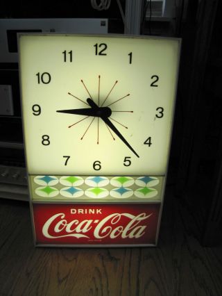 Vintage 1960’s Coca - Cola Diner Lighted Drink Coca - Cola Sign Electric Clock