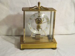 Kundo Electronic Kieninger Obergfell Mantle Brass Clock West Germany For Repair
