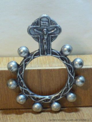 Vintage Crown Of Thorns Crucifix Ave Maria Mary Single Decade Pocket Rosary