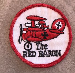 The Red Baron Bi Plane Embroidered Cloth Patch,  2 7/8 X 2 7/8 Inches